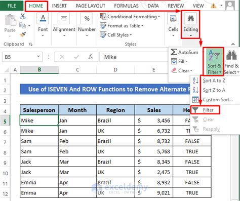 how to delete alternate rows in excel